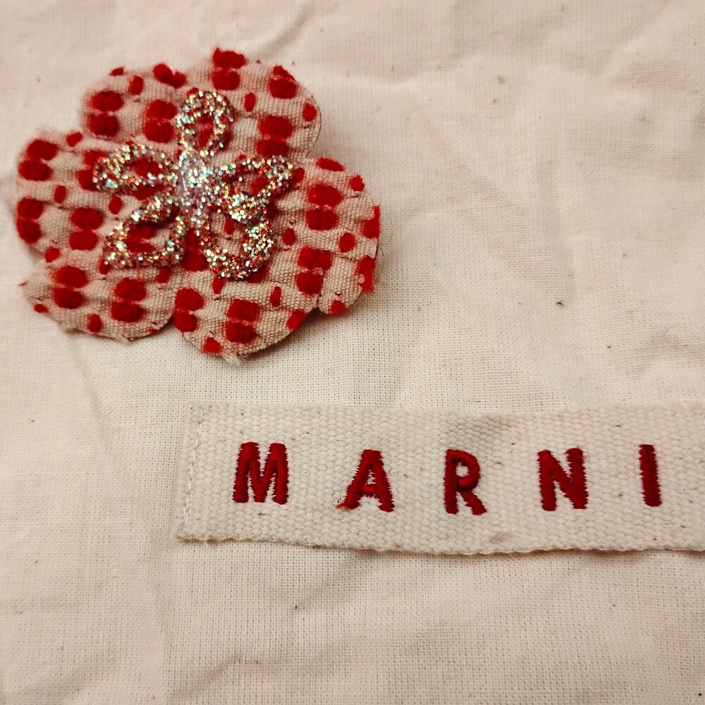 Marni fabric flower brooch pin
